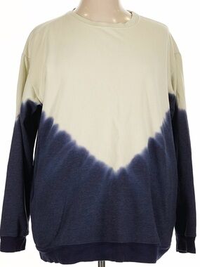 NATURAL LIFE Cream and Navy Dip-Detail Crewneck